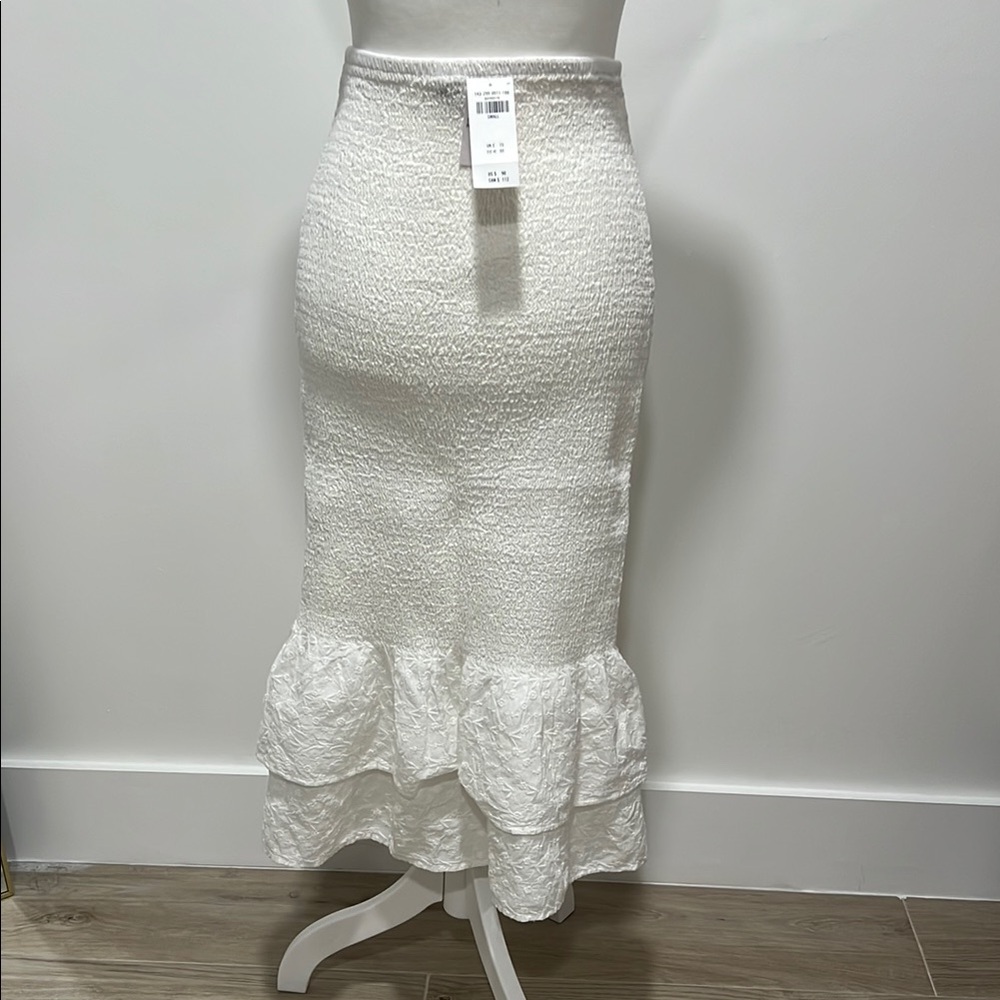 Eyelet White Ruffle Maxi Skirt